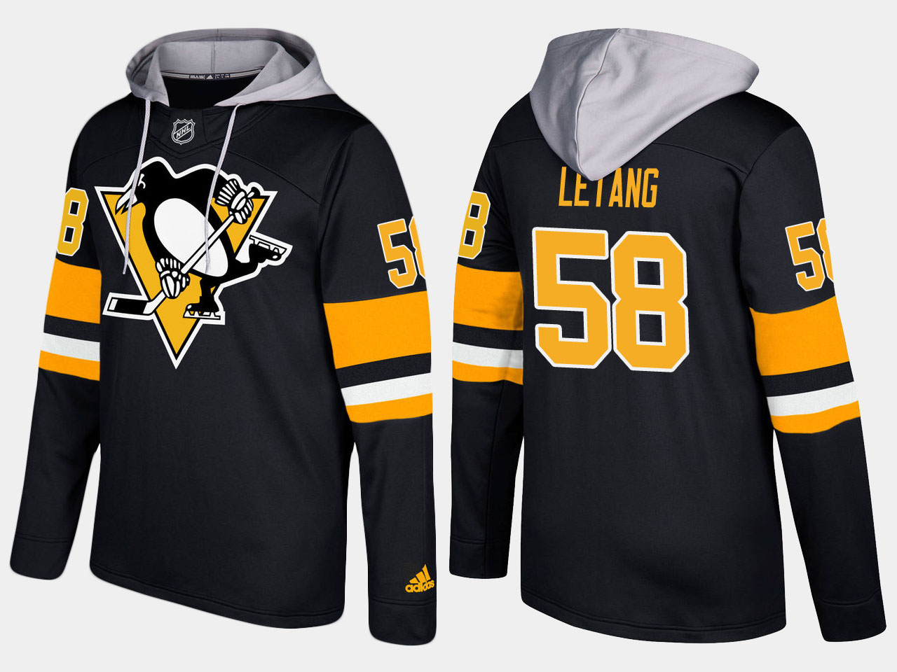 Men NHL Pittsburgh penguins #58 kris letang black hoodie